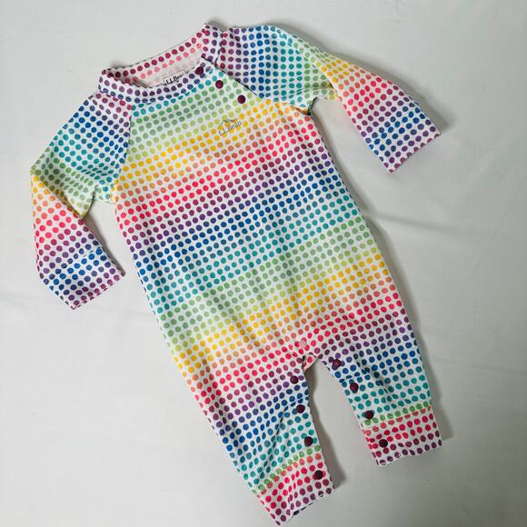 L.L. Bean Rainbow Dots Wicked Warm Under One-Piece Sz 3-6 mo - Picture 3 of 8